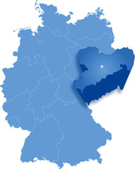 Fototapeta na wymiar Map of Germany where Saxony is pulled out