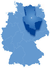 Map of Germany where Saxony-Anhalt is pulled out