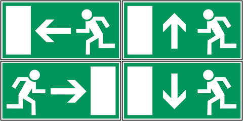 set collection notausgang emergency exit signs