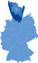 Map of Germany where Schleswig-Holstein is pulled out