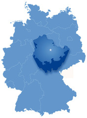 Map of Germany where Thuringia is pulled out