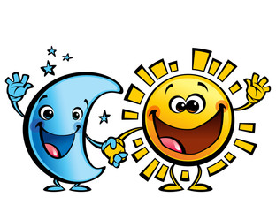 Sun and moon best friends baby cartoon characters