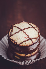 Fresh bisquits covered with dark chocolate