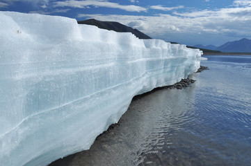 The permanent ice fields in the tideway of the Yakut river.