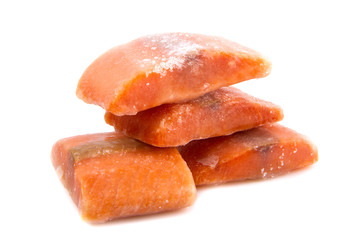 Frozen salmon steaks