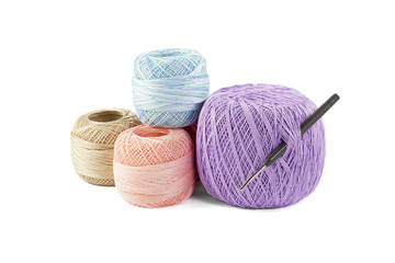 four skeins of yarn and hook