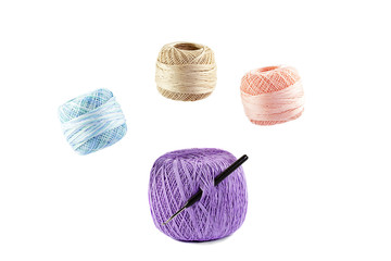 four skeins of yarn and hook