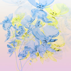 bouquet of blue orchids on pink background