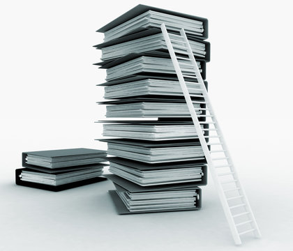 Folders and ladder. Conception of career advancement