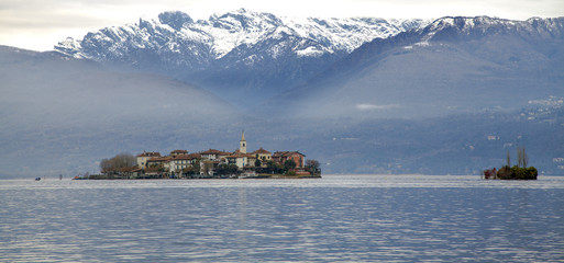 Lake Maggiore panorama with Isola dei Pescatori color image