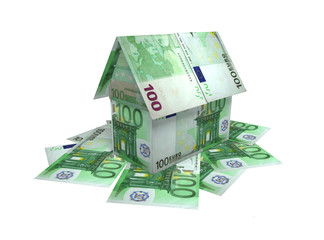 The house, built of 100 euro banknotes