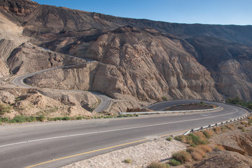 Mountain road with hairpin bends, Jordan