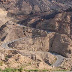Mountain road with hairpin bends, Jordan