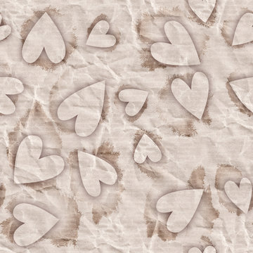 Paper hearts seamless pattern