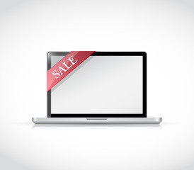 laptop and sale tag illustration