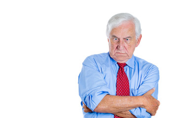 Grumpy, mad, annoyed old man, with disgust on his face