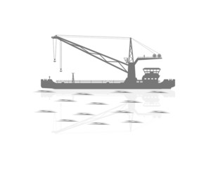 Obraz premium Silhouette of a floating crane