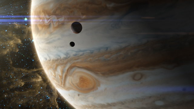 Jupiter Storm and Moons