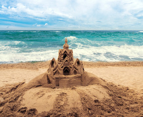 Sand castle on beach