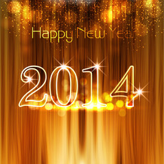 Happy New Year 2014 texture background with shiny colorful desig