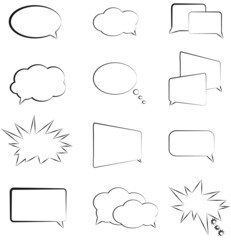 book speech bubble symbol set