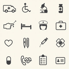 Medical and Hospital icons with texture background.