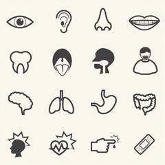 Medical Icons with texture background. Vector