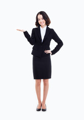 Asian business woman indicate blank space