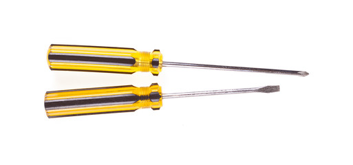 Screwdrivers on a white background