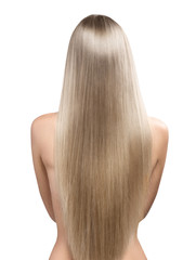Beautiful straight long hair of blonde female model