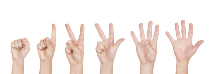 Man hand sign isolated on white background
