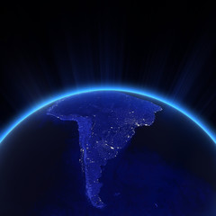 Fototapeta na wymiar South America city lights at night