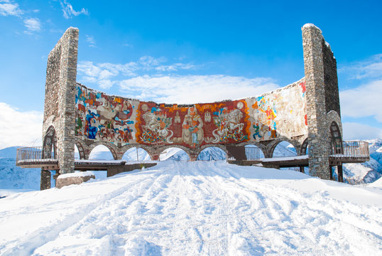 Russian Georgian friendship monument on Georgian Military Road