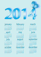 calendar for 2014 with  butterfly