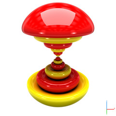 Shape of the 7pz atomic orbital on white background