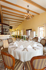 Mediterranean interior - striped chairs