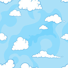 vector seamless pattern of clouds on blue background