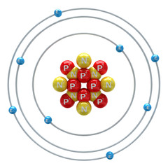 Oxygen atom on a white background