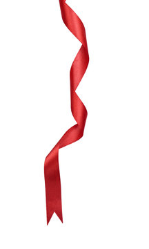 Curled Red Silk Ribbon Isolated On White Stock Photo, Picture and Royalty  Free Image. Image 92223211.