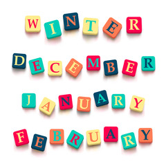 Words "winter", "february", "january", "december"
