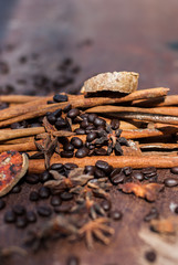 Obraz na płótnie Canvas Cinnamon and coffee beans