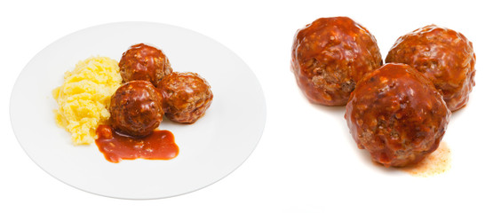 portion of roasted meatballs