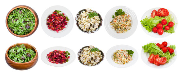 set of typical salads