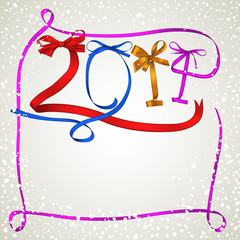 Colorful ribbons New Year 2014 greeting card