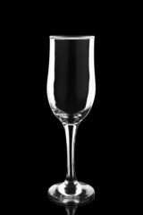 empty champagne glass isolated on black
