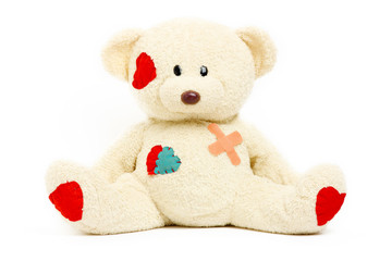 Peluche, orsacchiotto ferito