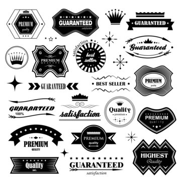 Retro Design Elements. Labels In Retro Style Isolated On White