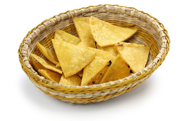 homemade tortilla chips in basket
