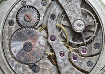 Fototapeta na wymiar Macro view of a pocket watch machinery