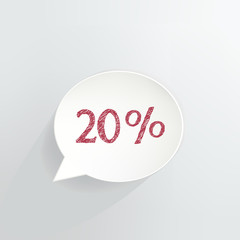 Twenty Percent Off Speech Bubble